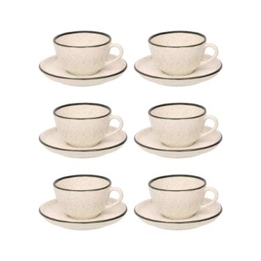 Jogo 6 X�caras Ch� Cer�mica Oxford Flat Duna 200 Ml: Minimalista