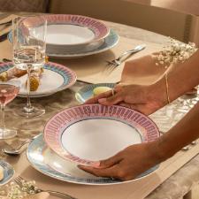 Jogo de Jantar e Ch� Oxford Flamingo Cosmopolitan 30 Pe�as Porcelana Design Moderno