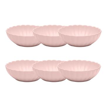Jogo 6 Pratos Fundos Porcelana Oxford Flora D�lia 20 Cm: Rosa Suave 1L