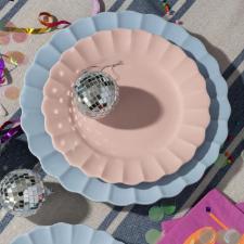Jogo 6 Pratos Sobremesa Porcelana Oxford Flora D�lia 22 Cm: Rosa Suave