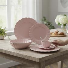 Jogo de Jantar Ch� 30 P�s Porcelana Oxford Flora D�lia: Rosa Suave