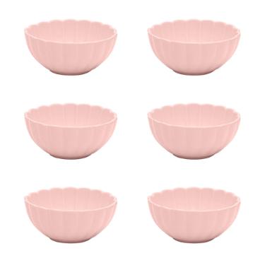 Jogo 6 Tigelas Sobremesa Porcelana Oxford Flora D�lia 12 Cm: Rosa Suave