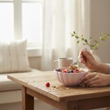 Jogo 6 Tigelas Sobremesa Porcelana Oxford Flora D�lia 12 Cm: Rosa Suave