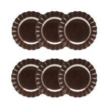 Jogo 6 Pratos Sobremesa Porcelana Oxford Flora Anis 22 Cm: Marrom Metalizado