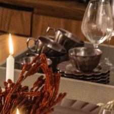 Jogo 6 X�caras Ch� Porcelana Oxford Flora Anis 220 Ml: Marrom Metalizado