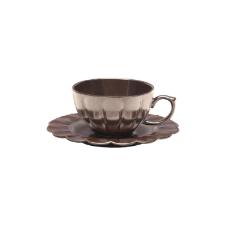 Jogo de Jantar Ch� 30 P�s Porcelana Oxford Flora Anis: Marrom Metalizado