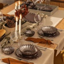 Jogo de Jantar Ch� 30 P�s Porcelana Oxford Flora Anis: Marrom Metalizado