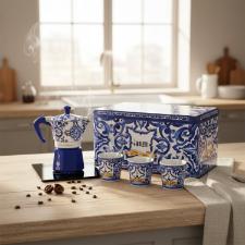 Jogo de Cafeteira Moka Bialetti Dolce & Gabbana Blu: Edi��o de Luxo com 3 Copos e Lata Colecion�vel