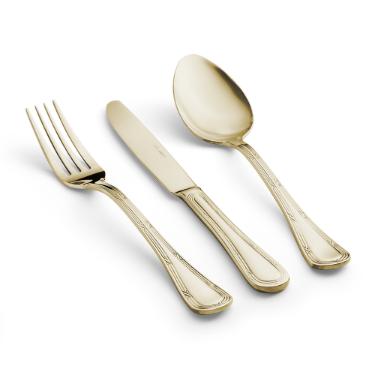 Faqueiro em a�o inox Saint James Lace Champagne Gold 101 pe�as: Requinte e brilho para a sua mesa