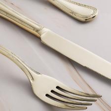 Faqueiro em a�o inox Saint James Lace Champagne Gold 101 pe�as: Requinte e brilho para a sua mesa