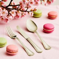 Faqueiro em a�o inox Saint James Lace Champagne Gold 101 pe�as: Requinte e brilho para a sua mesa