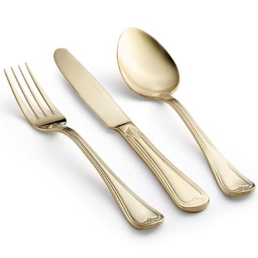 Faqueiro em a�o inox Saint James Versalles Champagne Gold 101 Pe�as: Luxo e sofistica��o para sua mesa