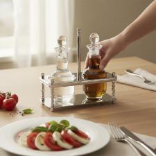 Galheteiro St. James P�rola com 3 pe�as - Banho de Prata e Cristal