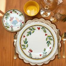 Jogo de 6 Pratos Rasos em Porcelana Egan Italy Cocorico Amarelo 27cm: O Sol da Toscana na sua Mesa Posta