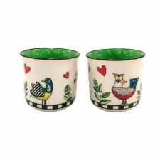 Jogo com 2 Copos para Espresso em Porcelana Egan Italy Cocorico Verde 90ml: Serenidade e Charme no seu Ritual