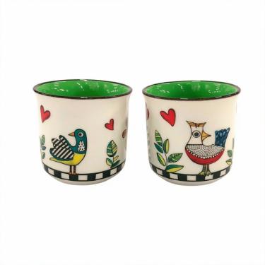 Jogo com 2 Copos para Espresso em Porcelana Egan Italy Cocorico Verde 90ml: Serenidade e Charme no seu Ritual