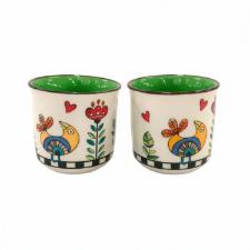 Jogo com 2 Copos para Espresso em Porcelana Egan Italy Cocorico Verde 90ml: Serenidade e Charme no seu Ritual