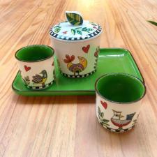 Jogo com 2 Copos para Espresso em Porcelana Egan Italy Cocorico Verde 90ml: Serenidade e Charme no seu Ritual