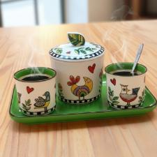 Jogo com 2 Copos para Espresso em Porcelana Egan Italy Cocorico Verde 90ml: Serenidade e Charme no seu Ritual