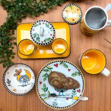 Jogo com 2 Copos para Espresso em Porcelana Egan Italy Cocorico Amarelo 90ml: Vitalidade e Alegria em cada Gole