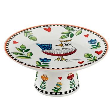Prato para Bolo com P� em Porcelana Egan Italy Cocorico Laranja 19,3cm: Presen�a Marcante e Vitalidade
