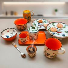 Prato para Bolo com P� em Porcelana Egan Italy Cocorico Laranja 19,3cm: Presen�a Marcante e Vitalidade