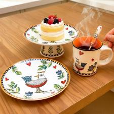 Prato para Bolo com P� em Porcelana Egan Italy Cocorico Laranja 19,3cm: Presen�a Marcante e Vitalidade