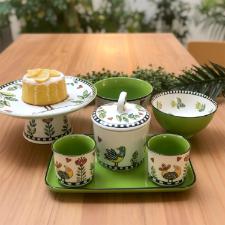 Prato para Bolo com P� em Porcelana Egan Italy Cocorico Verde 19,3cm: O Destaque Suave para suas Sobremesas