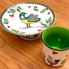 Prato para Bolo com P� em Porcelana Egan Italy Cocorico Verde 19,3cm: O Destaque Suave para suas Sobremesas
