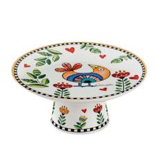 Prato para Bolo com P� em Porcelana Egan Italy Cocorico Amarelo 19,3cm: Energia e Brilho para Servir