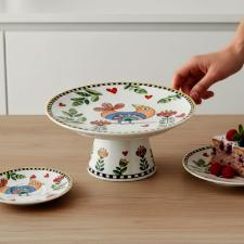 Prato para Bolo com P� em Porcelana Egan Italy Cocorico Amarelo 19,3cm: Energia e Brilho para Servir