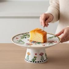 Prato para Bolo com P� em Porcelana Egan Italy Cocorico Amarelo 19,3cm: Energia e Brilho para Servir