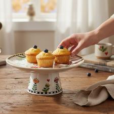 Prato para Bolo com P� em Porcelana Egan Italy Cocorico Amarelo 19,3cm: Energia e Brilho para Servir