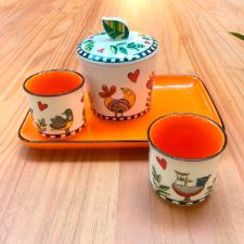 Bandeja em Porcelana Egan Italy Cocoric� 21x13cm Laranja: Charme e Estilo Italiano