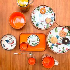 Bandeja em Porcelana Egan Italy Cocoric� 21x13cm Laranja: Charme e Estilo Italiano