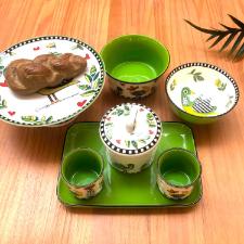 Bandeja em Porcelana Egan Italy Cocoric� 21x13cm Verde: Charme e Estilo Italiano