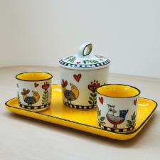 Bandeja em Porcelana Egan Cocorico Amarelo 21x13cm: Charme Italiano e Cor para sua Mesa