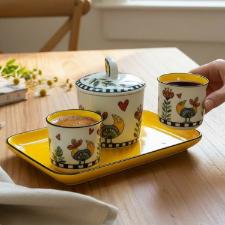 Bandeja em Porcelana Egan Cocorico Amarelo 21x13cm: Charme Italiano e Cor para sua Mesa