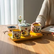 Bandeja em Porcelana Egan Cocorico Amarelo 21x13cm: Charme Italiano e Cor para sua Mesa