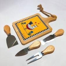 T�bua de Aperitivo com 4 Facas para Queijo Egan Cocorico Laranja: O Kit Completo para o Gourmet Moderno