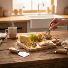 T�bua de Aperitivo com 4 Facas para Queijo Egan Cocorico Laranja: O Kit Completo para o Gourmet Moderno