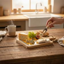 T�bua de Aperitivo com 4 Facas para Queijo Egan Cocorico Laranja: O Kit Completo para o Gourmet Moderno