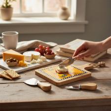 T�bua de Aperitivo com 4 Facas para Queijo Egan Cocorico Laranja: O Kit Completo para o Gourmet Moderno