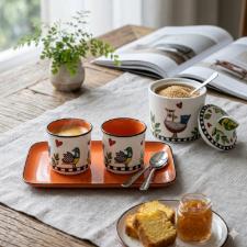 Jogo de Caf� em Porcelana Egan Cocorico Laranja: O M�ximo de Estilo e Cor para Servir Espresso