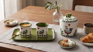 Jogo de Caf� em Porcelana Egan Cocorico Verde: Eleg�ncia e Praticidade para o Momento do Expresso