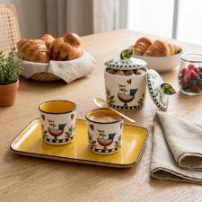 Jogo de Caf� em Porcelana Egan Cocorico Amarelo: Vitalidade e Alegria no seu Ritual Matinal
