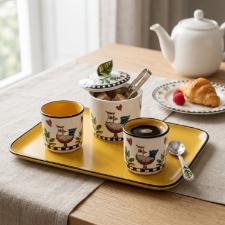 Jogo de Caf� em Porcelana Egan Cocorico Amarelo: Vitalidade e Alegria no seu Ritual Matinal