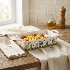 Travessa Retangular em Porcelana Egan Cocorico Verde 25,5x13cm: O Charme do Design Italiano em sua Mesa