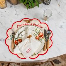 Prato sobremesa Cer�mica Copa&Cia Aquarelle Pomodoro e Basilico 21cm Design Italiano Gourmet