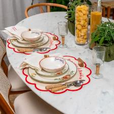 Prato Raso Cer�mica Copa&Cia Aquarelle Pomodoro e Basilico 29cm Design Italiano Gourmet